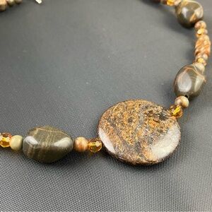 Jasper Stone & Crystal Necklace